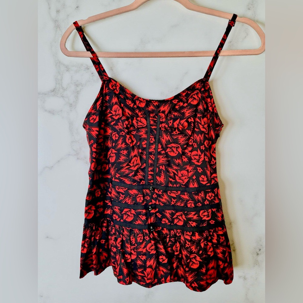 Marc By Marc Jacobs Red and Black Floral Top